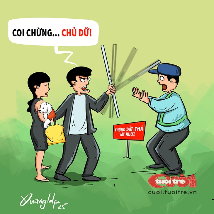 Chủ chó hung hăng đánh bảo vệ tét đầu ngay trung tâm thành phố - Ảnh 1.