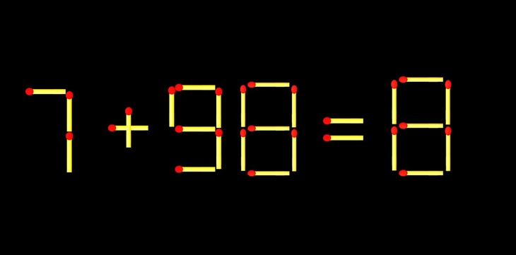 Thử tài IQ: Di chuyển một que diêm để 7+99=8 thành phép tính đúng - Ảnh 1.