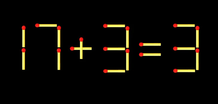 Thử tài IQ: Di chuyển một que diêm để 17+3=3 thành phép tính đúng - Ảnh 1.