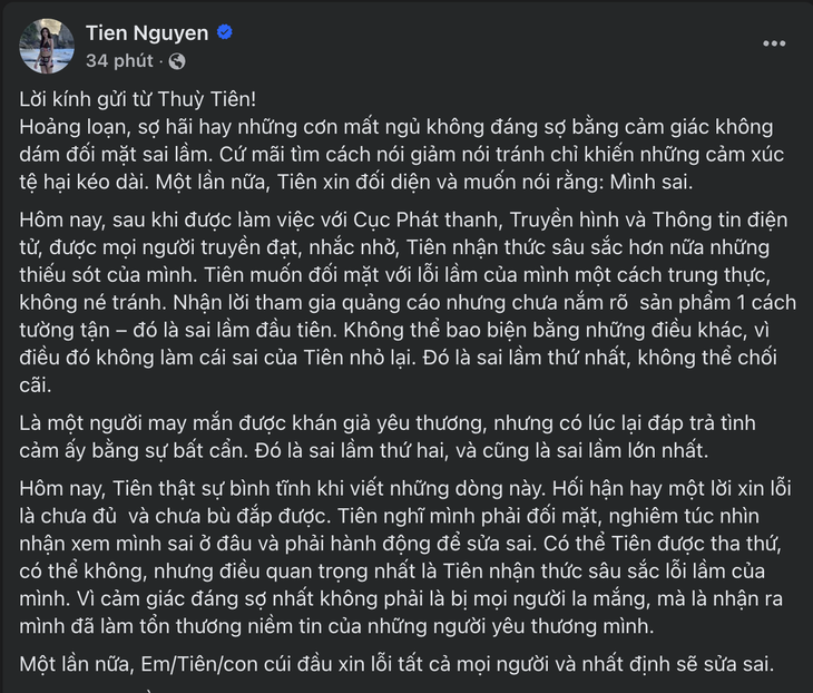 Hoa hậu Thuỳ Tiên chính thức lên tiếng, cúi đầu xin lỗi hoàn trả tiền   - Ảnh 2.