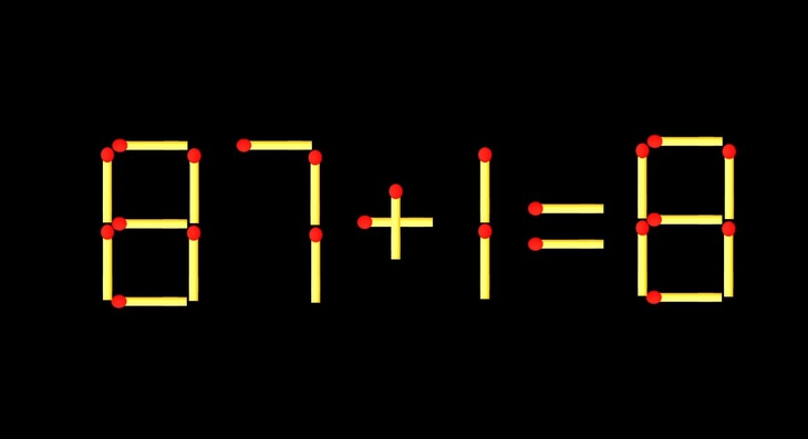 Thử tài IQ: Di chuyển một que diêm để 87+1=8 thành phép tính đúng - Ảnh 1.