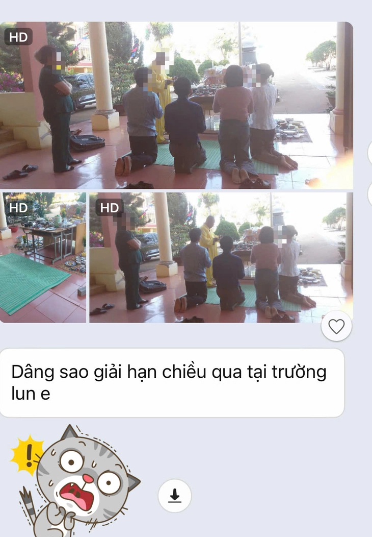 Trường mua vàng mã, thuê thầy cúng về... giải hạn - Ảnh 1.