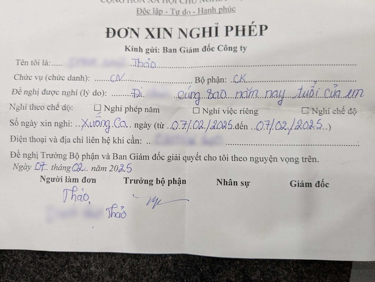 Ảnh vui 2-3: Thảo xin nghỉ phép để đi... cúng sao giải hạn - Ảnh 1.