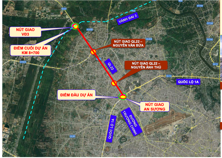 Dự án BOT mở rộng quốc lộ 22 lên 10 làn xe sẽ hoàn thành bàn giao ranh mốc từ tháng 5-2025 - Ảnh 1.