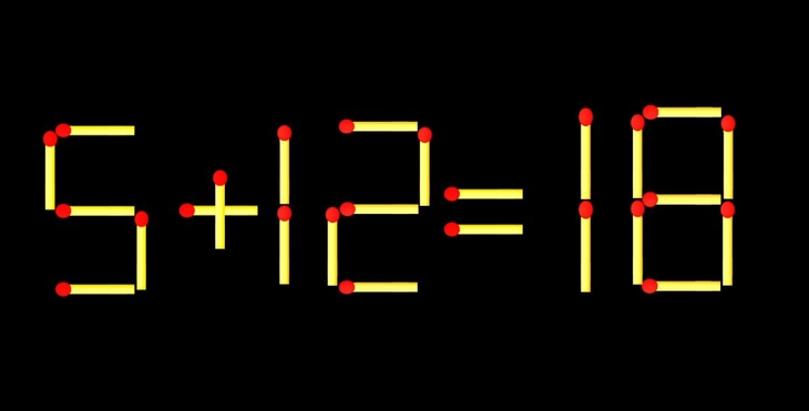 Thử tài IQ: Di chuyển một que diêm để 5+12=18 thành phép tính đúng - Ảnh 1.