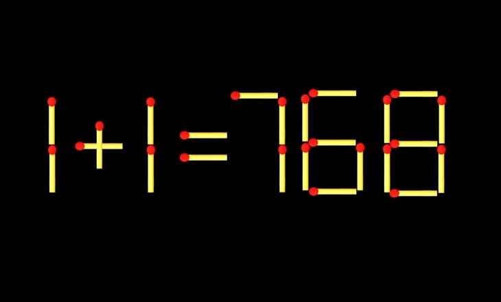 Thử tài IQ: Di chuyển một que diêm để 1+1=768 thành phép tính đúng - Ảnh 1.