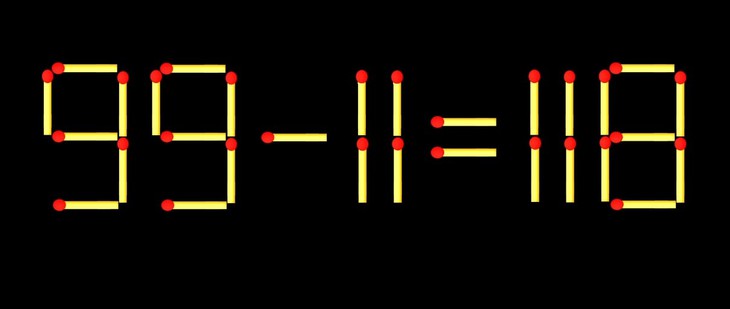 Thử tài IQ: Di chuyển một que diêm để 99-11=118 thành phép tính đúng - Ảnh 1.