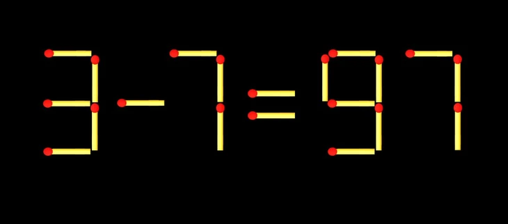 Thử tài IQ: Di chuyển một que diêm để 3-7=97 thành phép tính đúng - Ảnh 1.