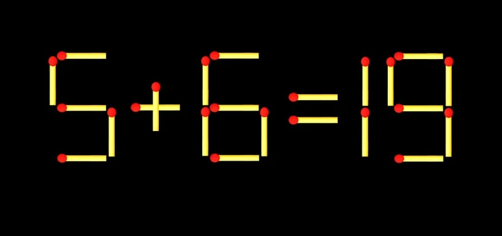 Thử tài IQ: Di chuyển một que diêm để 5+6=19 thành phép tính đúng - Ảnh 1.