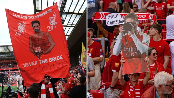 Fan Liverpool ‘troll’ HLV Arteta của Arsenal là phù dâu - Ảnh 1.
