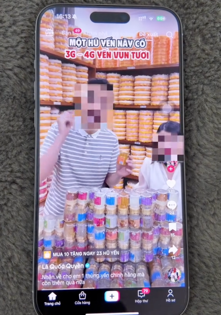 Yến sào 13.000 đồng/lọ của TikToker Quyền Leo Daily gây hoài nghi về chất lượng - Ảnh 2. Yến sào 13.000 đồng/hũ của TikToker Quyền Leo Daily bán đang bị hoài nghi về chất lượng - Ảnh 2.