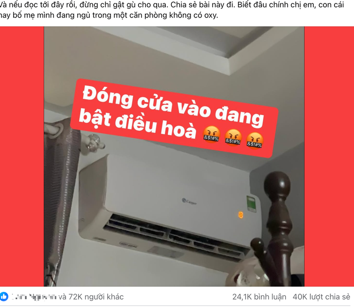 Đóng cửa, bật điều hòa sẽ khiến tích tụ CO2, thiếu oxy? - Ảnh 1. Đóng cửa, bật điều hòa gây thiếu oxy, mệt mỏi, đau đầu? - Ảnh 1.