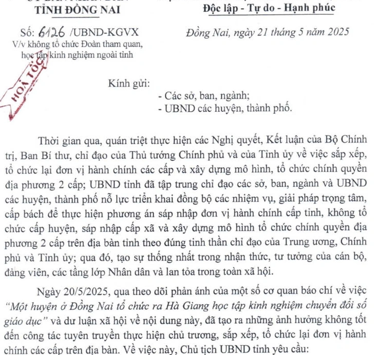 Tổ chức đi Hà Giang học tập kinh nghiệm chuyển đổi số: Phê bình chủ tịch UBND huyện Vĩnh Cửu - Ảnh 1.