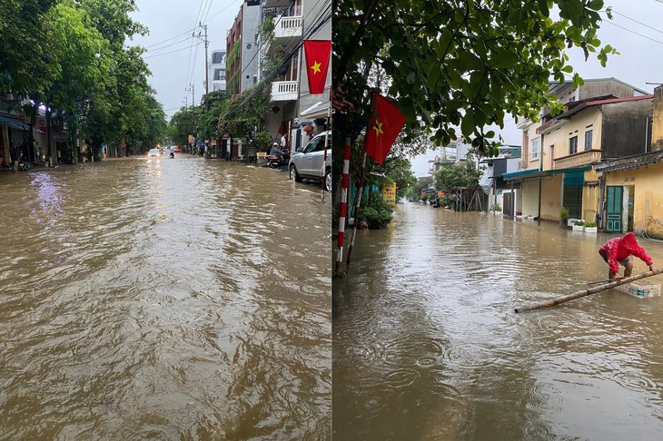 Phố xá Tuyên Quang ngập lút bánh xe sau cơn mưa lớn, miền Bắc mưa to nhiều nơi - Ảnh 4.
