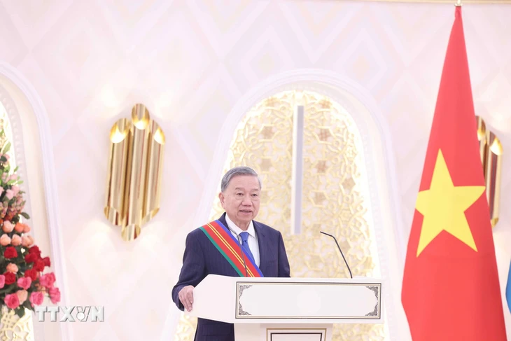 Tổng Bí thư Tô Lâm nhận Huân chương Hữu nghị Dostyk hạng nhất của Kazakhstan - Ảnh 2. Tổng Bí thư Tô Lâm nhận Huân chương Hữu nghị Dostyk hạng nhất của Kazakhstan - Ảnh 2.