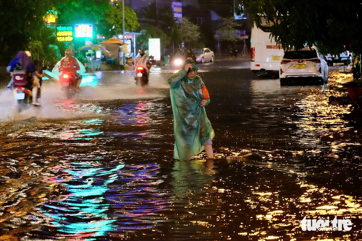 Mưa như trút, Bình Tân, Thủ Đức nước ngập lênh láng - Ảnh 6.