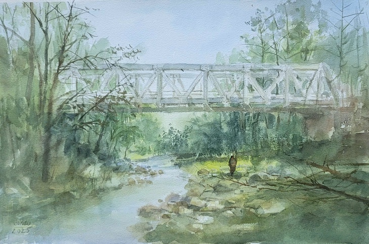 Tây Giang thanh bình, quyến rũ qua tranh màu nước - Ảnh 2. tranh màu nước - Ảnh 4.