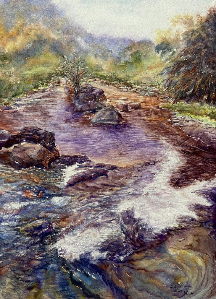Tây Giang thanh bình, quyến rũ qua tranh màu nước - Ảnh 4. tranh màu nước - Ảnh 6.