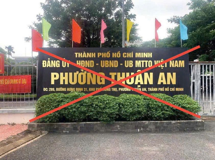 Bảng hiệu tại Bình Dương “phường Thuận An thuộc TP.HCM” là ảnh giả - Ảnh 1. Bình Dương - Ảnh 1.