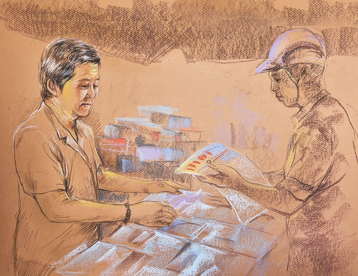 Những sạp báo cuối cùng ở TP.HCM qua tranh Lê Sa Long - Ảnh 10. Thương những sạp báo cuối cùng ở TP.HCM qua tranh vẽ của Lê Sa Long - Ảnh 10.