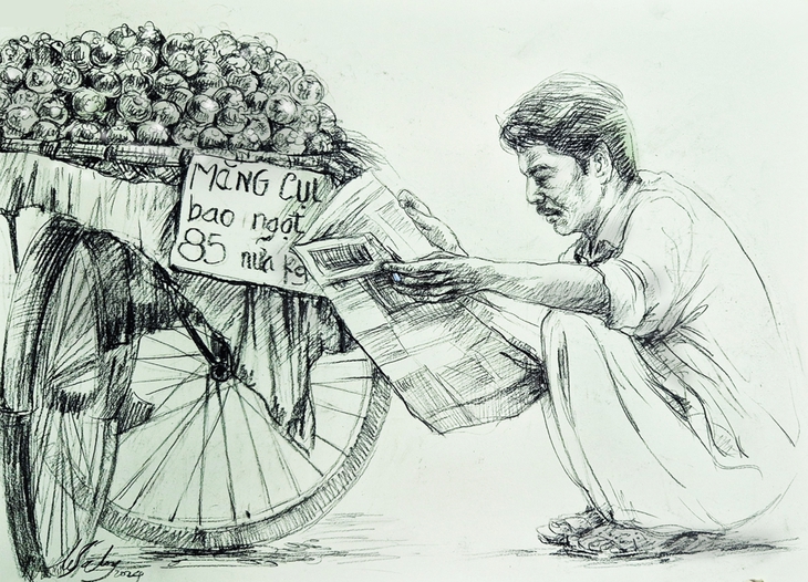 Những sạp báo cuối cùng ở TP.HCM qua tranh Lê Sa Long - Ảnh 11. Lê Sa Long - Ảnh 11.