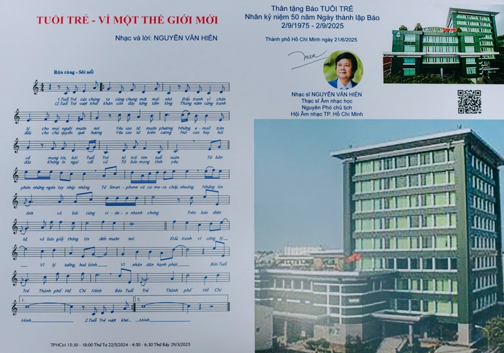Nhạc sĩ Nguyễn Văn Hiên tặng ca khúc ‘Tuổi Trẻ - Vì một thế giới mới’ cho báo Tuổi Trẻ - Ảnh 2. Nhạc sĩ Nguyễn Văn Hiên tặng ca khúc ‘Tuổi Trẻ - Vì một thế giới mới’ cho báo Tuổi Trẻ - Ảnh 2.