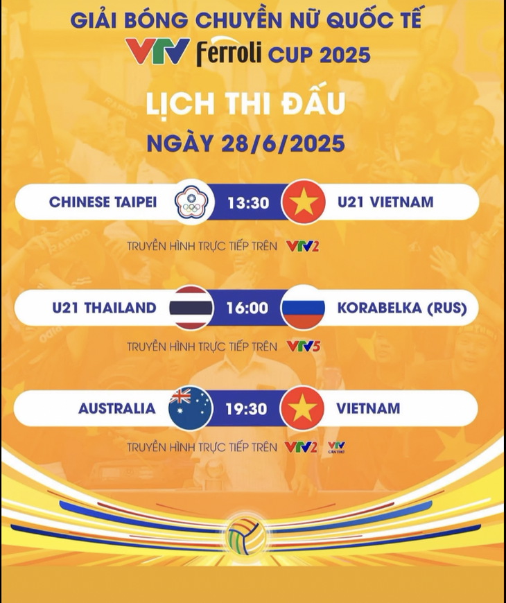 Lịch trực tiếp VTV Cup 28-6: Bóng chuyền nữ Việt Nam gặp Úc Lịch trực tiếp VTV Cup 28-6: Bóng chuyền nữ Việt Nam gặp Úc