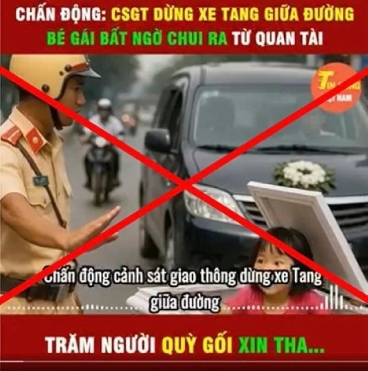 Công an Thanh Hóa: Clip ‘cảnh sát giao thông dừng xe tang, bé gái chui ra từ quan tài’ sai sự thật - Ảnh 1.