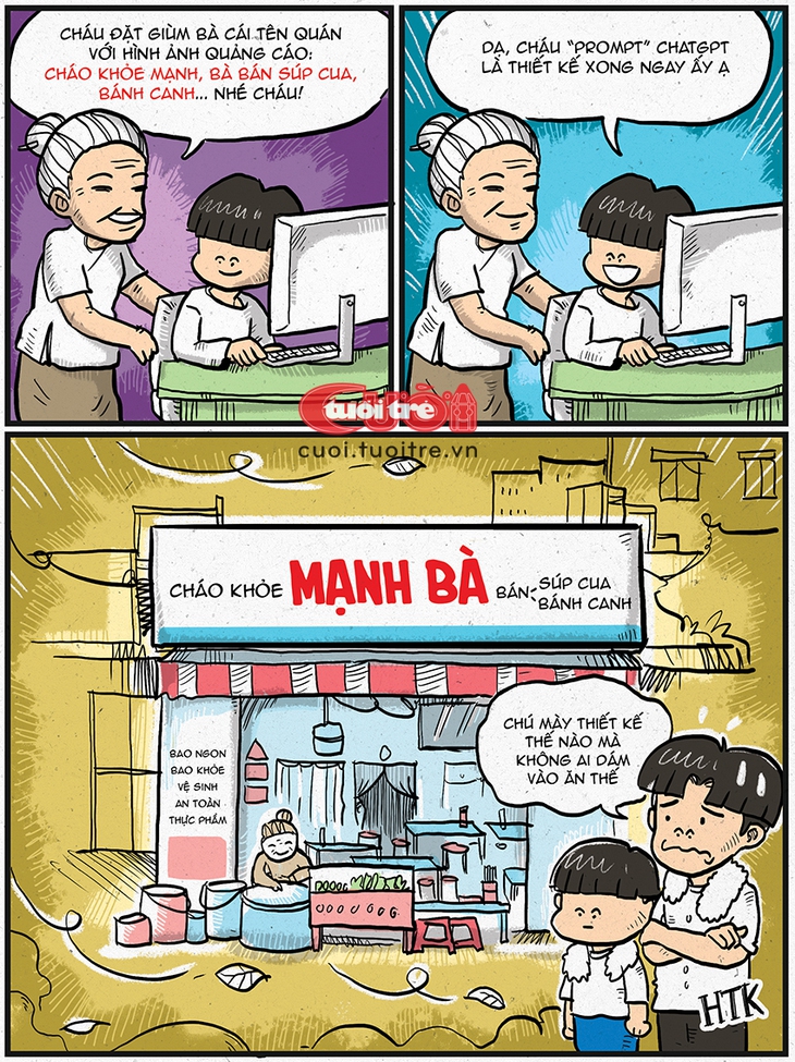 Thiết kế bảng hiệu 'phá sản' tiệm cháo dì Năm - Ảnh 1.