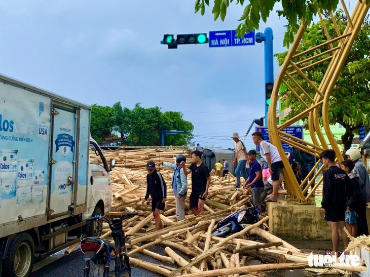 Khởi tố, bắt tạm giam tài xế xe chở gỗ vượt đèn đỏ gây chết người- Ảnh 2. chở gỗ - Ảnh 3.