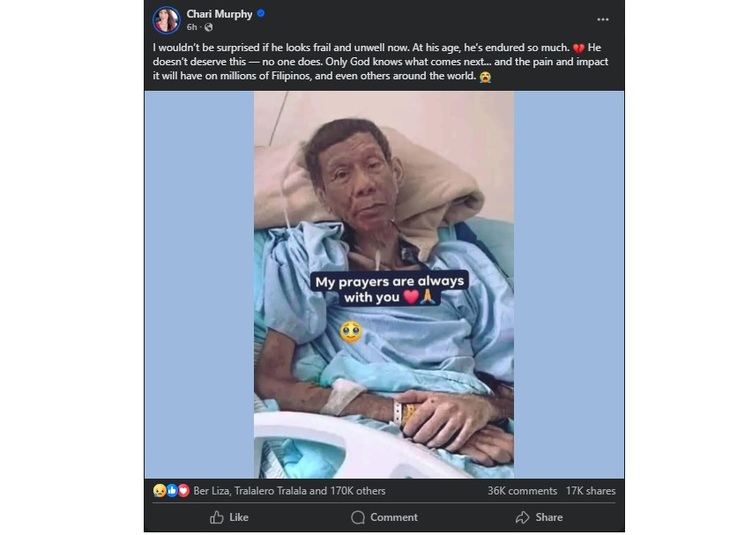 Ông Duterte chỉ còn ‘da bọc xương’ trong bệnh viện? Ông Duterte chỉ còn ‘da bọc xương’ trong bệnh viện?