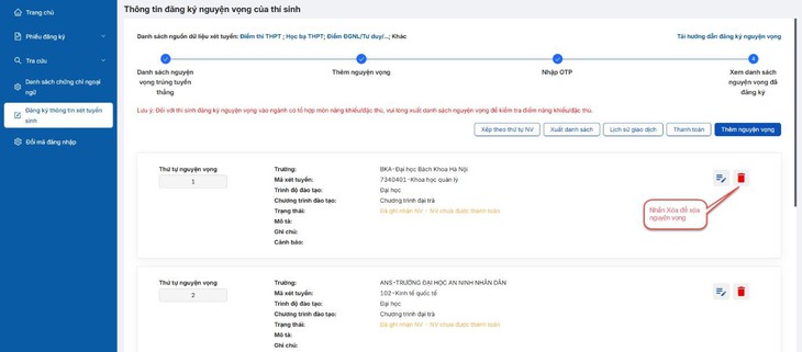 Cách thức đăng ký nguyện vọng xét tuyển trên hệ thống của bộ- Ảnh 6. Cách thức đăng ký nguyện vọng xét tuyển trên hệ thống của bộ- Ảnh 6.