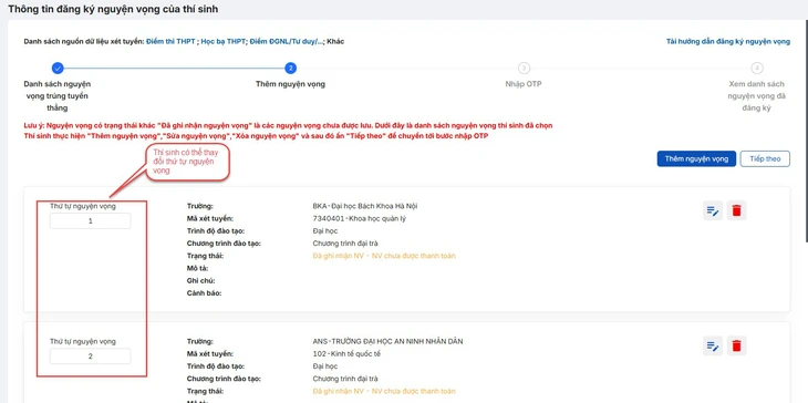 Cách thức đăng ký nguyện vọng xét tuyển trên hệ thống của bộ- Ảnh 8. Cách thức đăng ký nguyện vọng xét tuyển trên hệ thống của bộ- Ảnh 8.