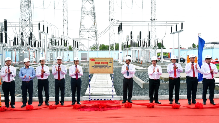 EVNSPC gắn biển hai công trình chào mừng Đại hội Đảng bộ - Ảnh 1.
