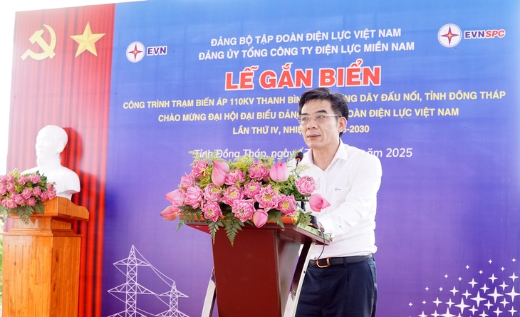 EVNSPC gắn biển hai công trình chào mừng Đại hội Đảng bộ - Ảnh 3.