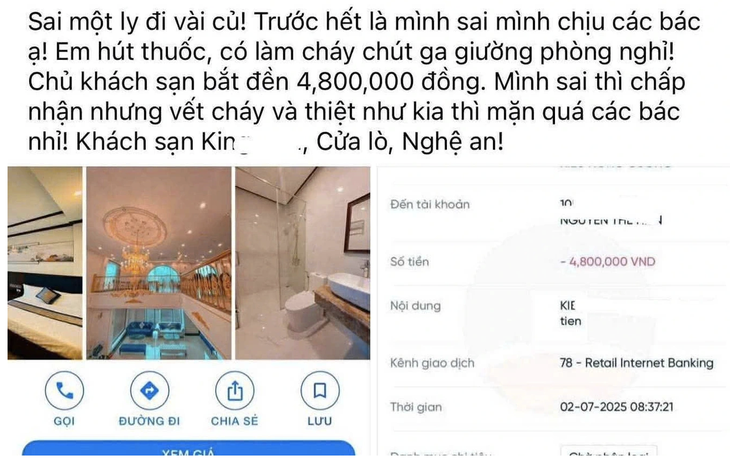 Khách phải đền 4,8 triệu đồng vì hút thuốc lá làm thủng nệm khách sạn - Ảnh 1.