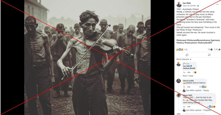 Sự thật về hình ảnh nạn nhân Holocaust chơi violin lan truyền trên mạng- Ảnh 1. Sự thật về hình ảnh nạn nhân Holocaust chơi violin lan truyền trên mạng - Ảnh 1.