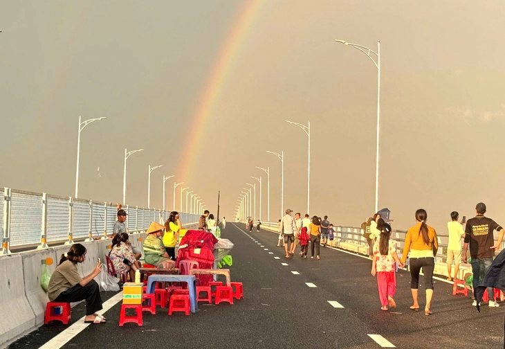 Kiểm tra, xử lý tình trạng người dân vượt rào, gây lộn xộn trên cầu Đại Ngãi 2 - Ảnh 2.