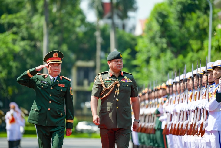Đại tướng Nguyễn Tân Cương hội đàm với Tư lệnh Quân đội Hoàng gia Brunei  - Ảnh 1.