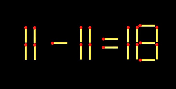 Thử tài IQ: Di chuyển một que diêm để 11-11=18 thành phép tính đúng - Ảnh 1.