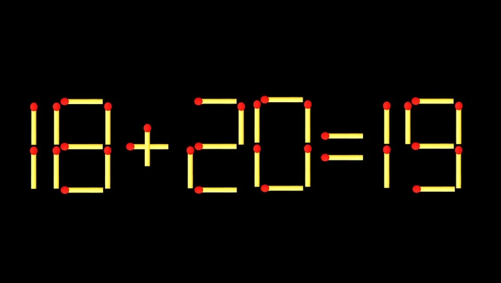 Thử tài IQ: Di chuyển một que diêm để 18+20=19 thành phép tính đúng - Ảnh 1.