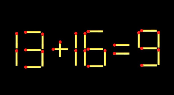 Thử tài IQ: Di chuyển một que diêm để 13+16=9 thành phép tính đúng - Ảnh 1.