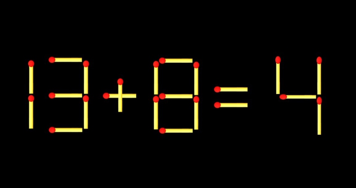 Thử tài IQ: Di chuyển một que diêm để 13+8=4 thành phép tính đúng - Ảnh 1.