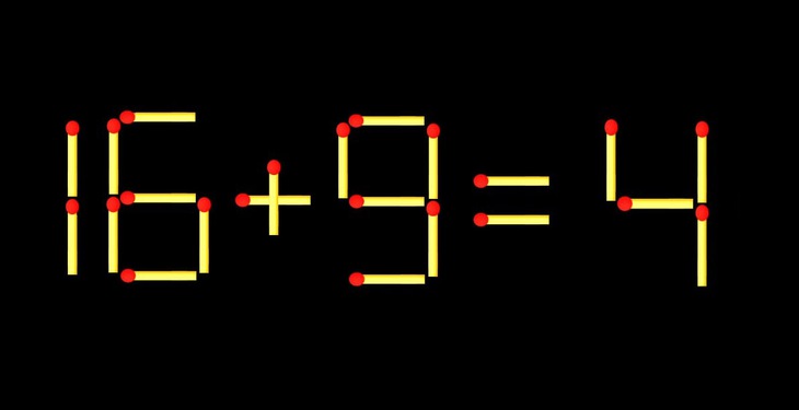 Thử tài IQ: Di chuyển một que diêm để 16+9=4 thành phép tính đúng - Ảnh 1.