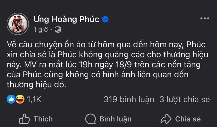 Ưng Hoàng Phúc phủ nhận quảng cáo trang cờ bạc trong MV mới - Ảnh 2.