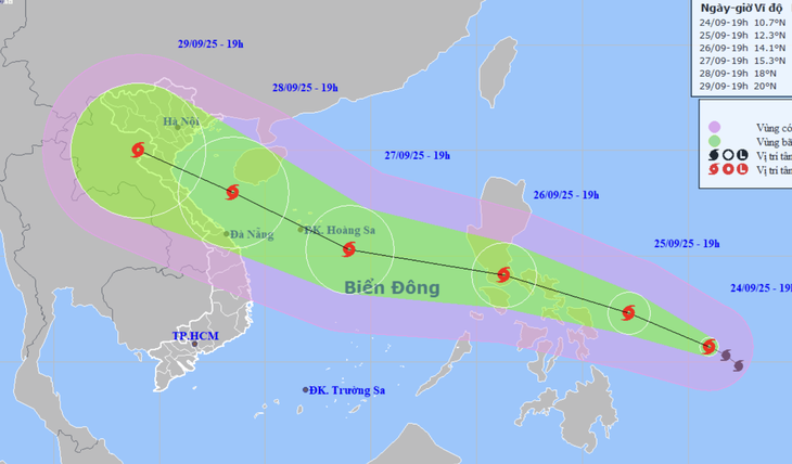 Bão Bualoi đang đi nhanh, đêm mai vào Biển Đông, hướng về Bắc Trung Bộ  - Ảnh 1.