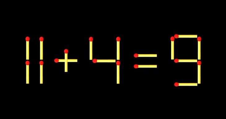 Thử tài IQ: Di chuyển một que diêm để 11+4=9 thành phép tính đúng - Ảnh 1.