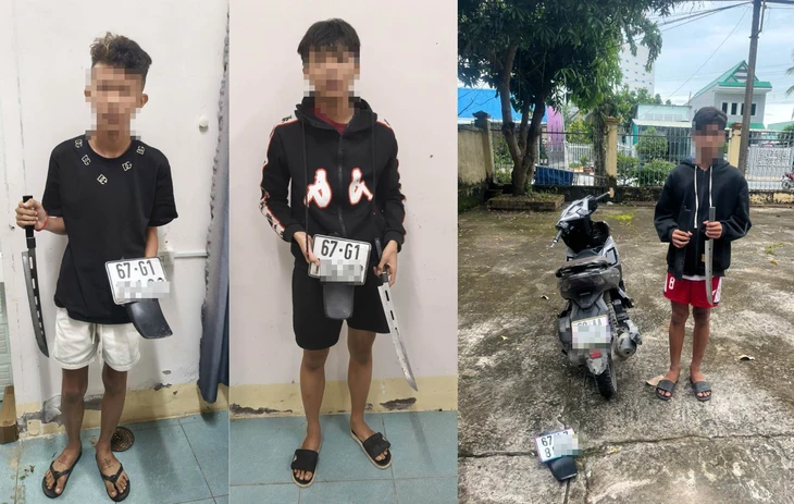 Bắt 3 thanh niên theo trào lưu 'chặt biển số xe' sau nhập tỉnh - Ảnh 1.
