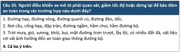 600 câu hỏi sát hạch lái xe: Có lỗ hổng để thí sinh đoán mẹo - Ảnh 3.