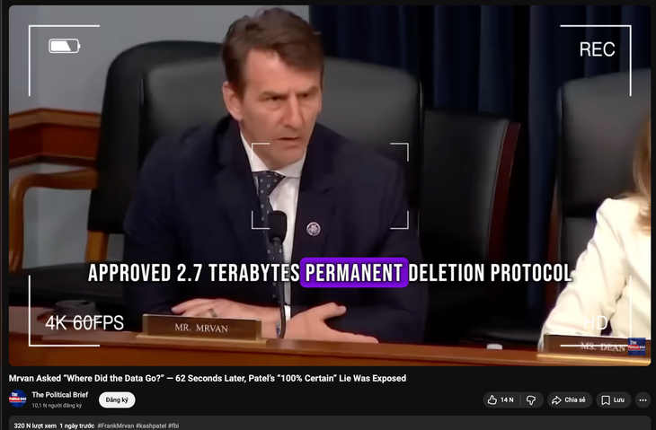 Giám đốc FBI Kash Patel thừa nhận xóa 2,7 terabyte hồ sơ Epstein? - Ảnh 2. Giám đốc FBI Kash Patel thừa nhận xóa 2,7 terabyte hồ sơ Epstein? - Ảnh 2.